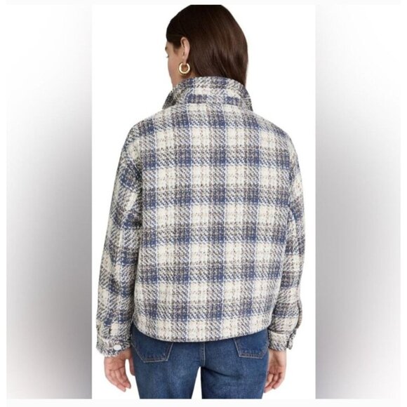 Blank NYC Once In A Lifetime Blue Plaid Tweed Shacket Medium Lady Jacket Western - Picture 3 of 15